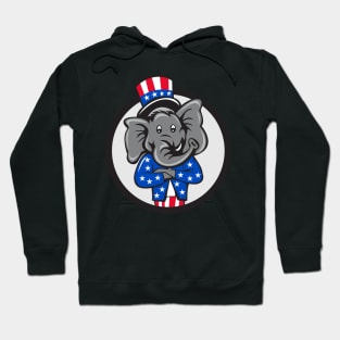 Republican Elephant Mascot Arms Crossed Circle Cartoon Hoodie